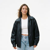 Caroline - Modna Skórzana Kurtka Damska Oversize