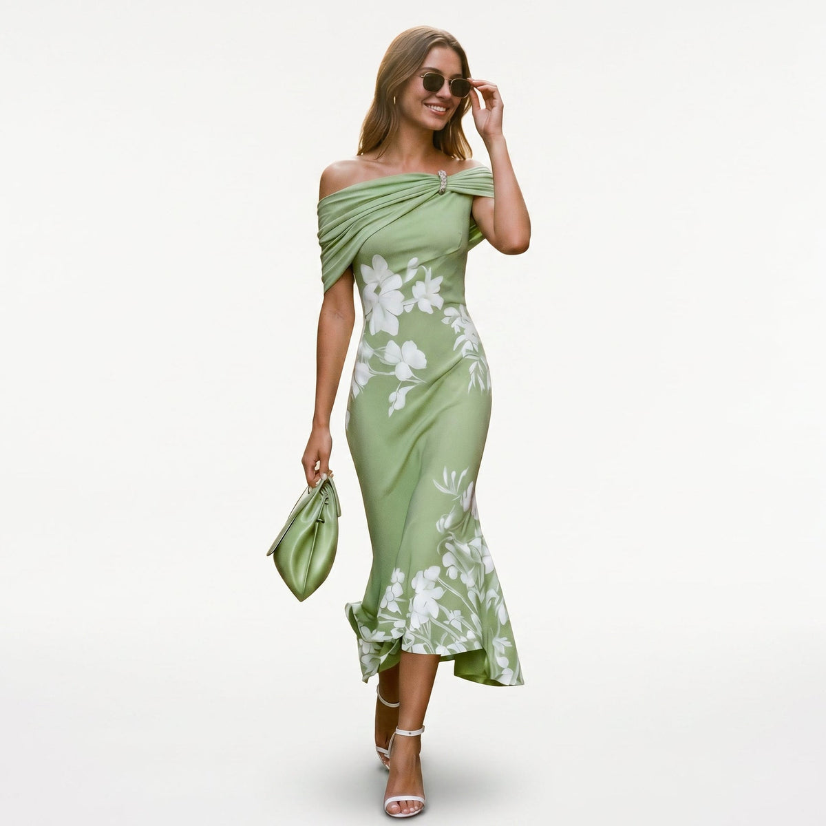 Amalia - Elegancka Sukienka Midi Z Długim Rękawem 0