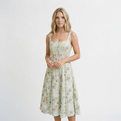 Amelia - Elegancka Sukienka Koktajlowa Midi Kwiatowa 0