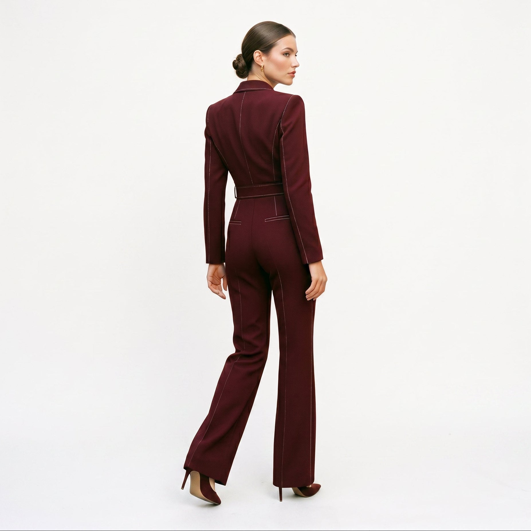 Amelia - Elegancki Czarny Kombinezon Damski z Szerokimi Nogawkami 7