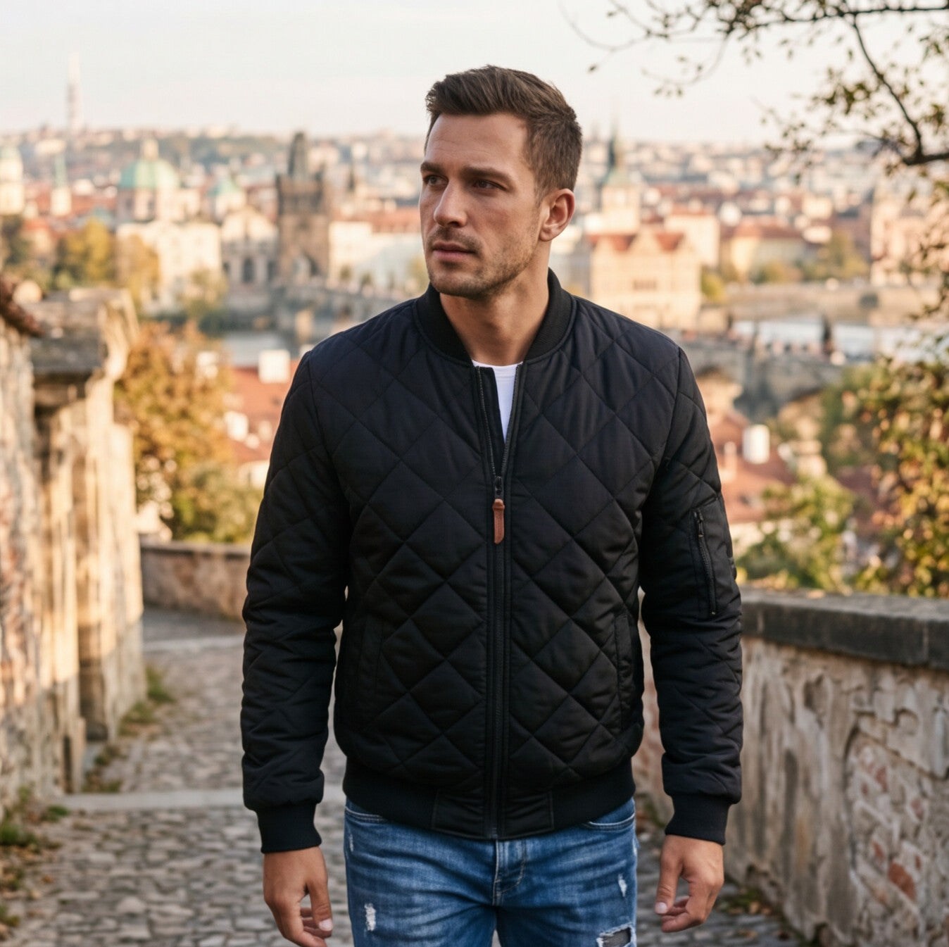 Amelia - Pikowana Męska Kurtka Bomber Elegancka 4