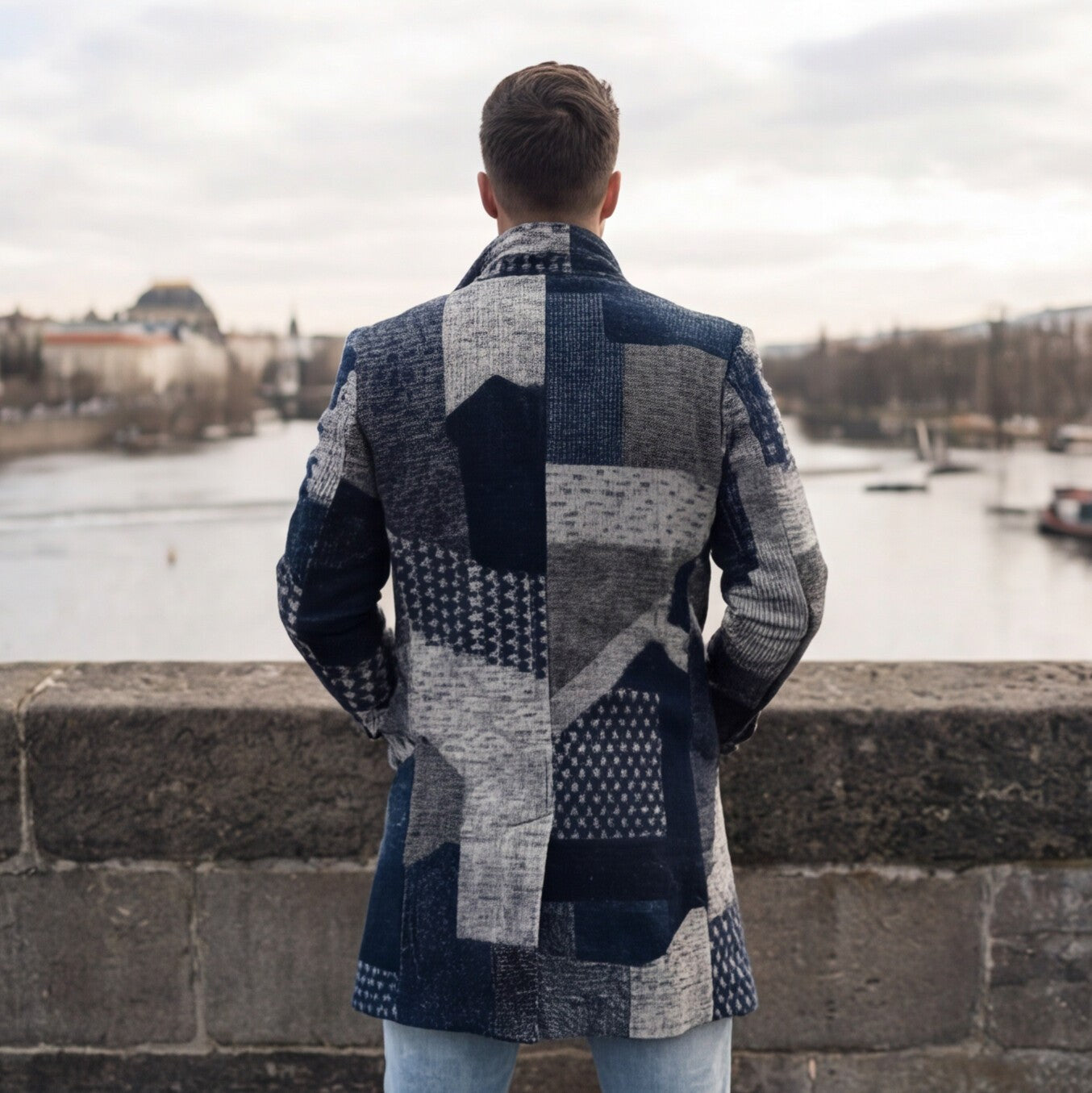 Evelina - Elegancki Płaszcz Męski Zimowy Czarny 7
