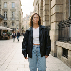 Caroline - Modna Skórzana Kurtka Damska Oversize