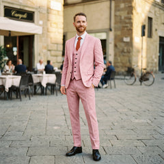 Julian - Elegancki Trzyczęściowy Garnitur Męski Lniany