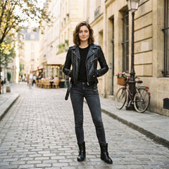 Marta - Klasyczna Kurtka Motocyklowa Damska