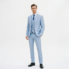 Julian - Elegancki Trzyczęściowy Garnitur Męski Lniany